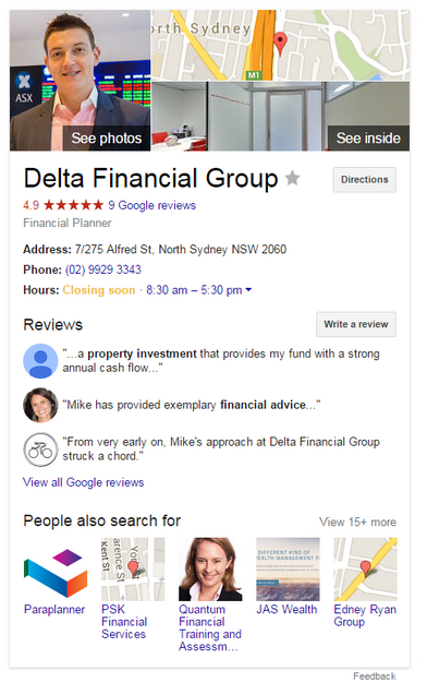 Example of how google+ helped Delta Financial Group rank 